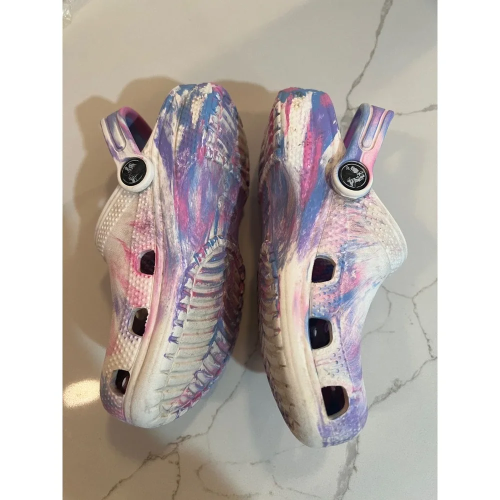 Crocs Kids Classic Marbled Clogs Blue Pink Purple Swirl Slip On Shoes Size C12